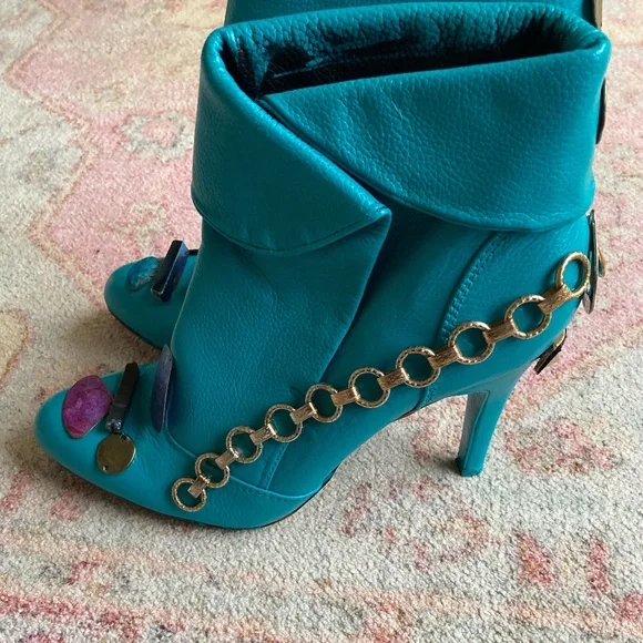Customed Teal Precious Metals Booties